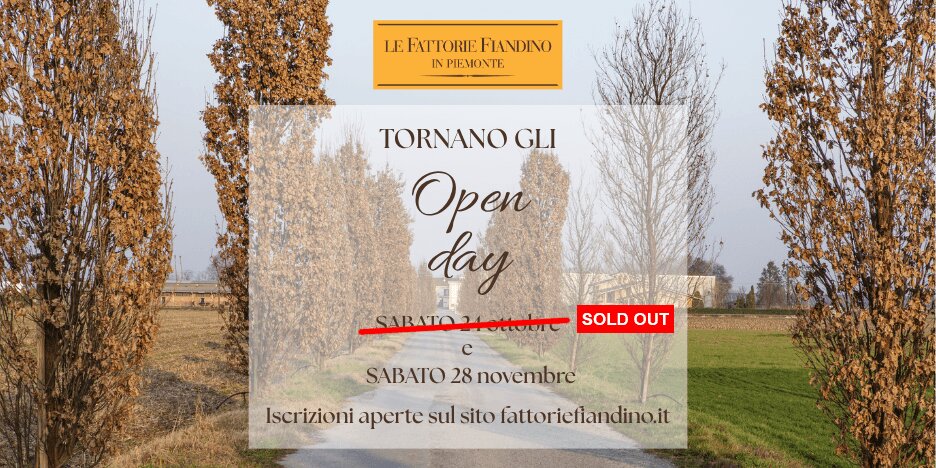 OPEN DAY ALLE FATTORIE FIANDINO 24 OTTOBRE E 28 NOVEMBRE 2026