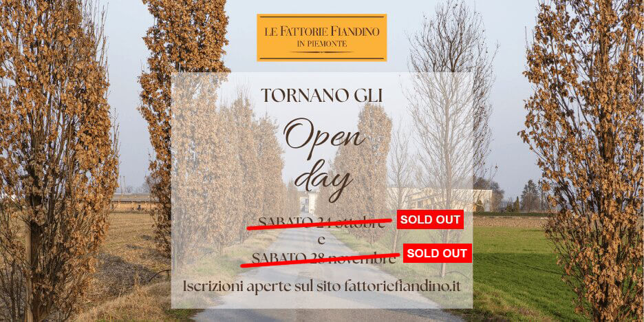 OPEN DAY ALLE FATTORIE FIANDINO 24 OTTOBRE E 28 NOVEMBRE 2026